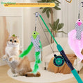 🍄Telescopic Fishing Rod Cat Teaser,Funny Kitten Wand Pet Toy