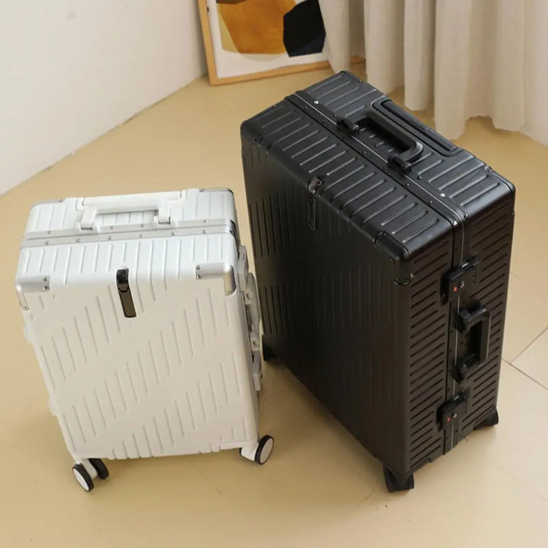 Large Capacity Aluminum Frame Luggage, 20/24 Inch Spinner Wheels Travel Suitcase, Sturdy & Durable for Men & Women