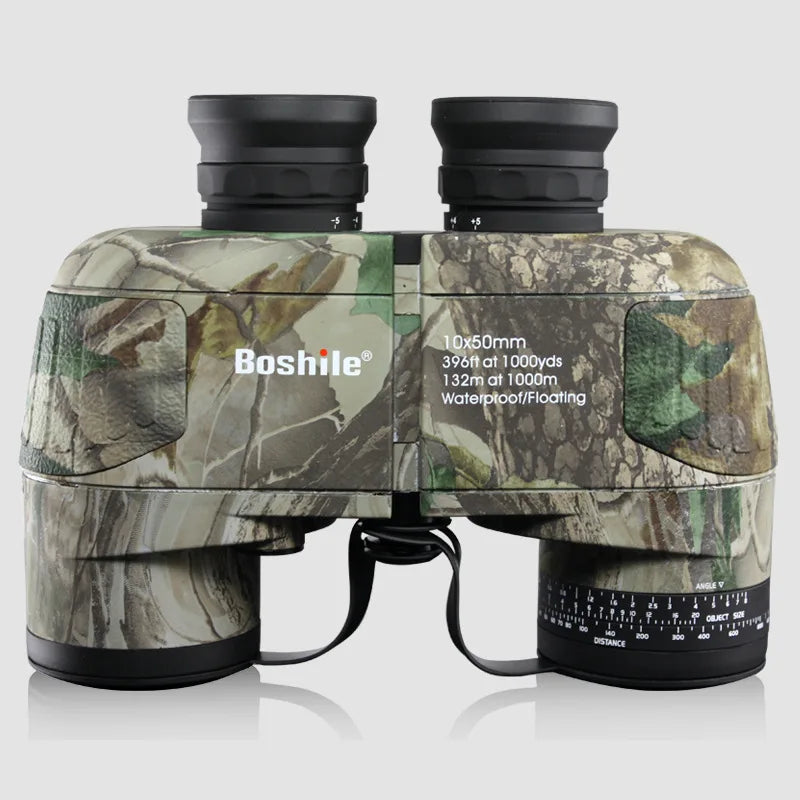 Boshile 10x50 Binoculars Built-in Compass Telescope Zoom Navigation Hunting Hiking Camping Big Eyepiece Waterproof Nitrogen Bak4
