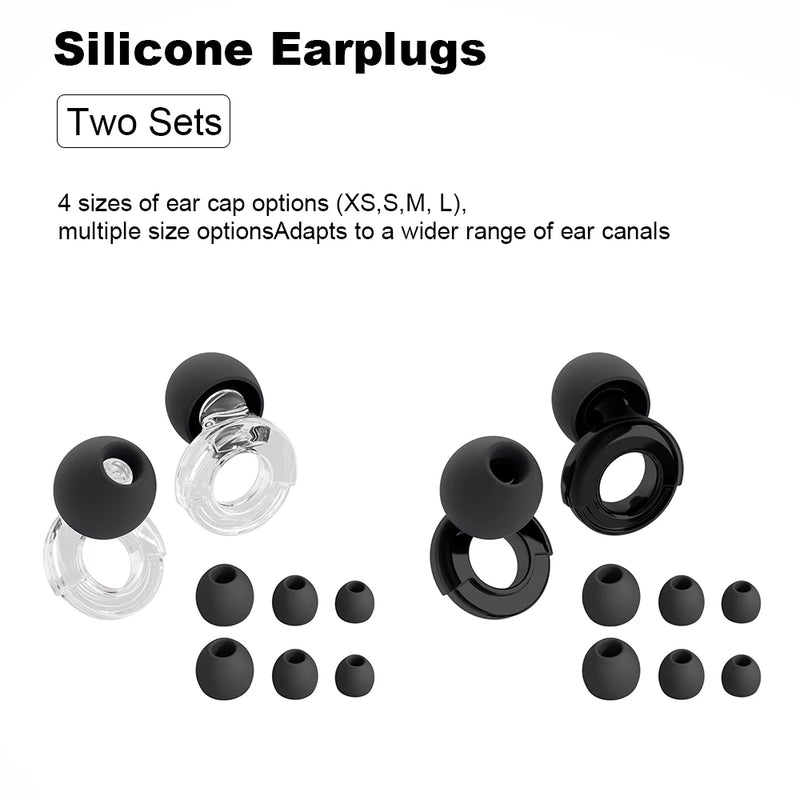 Quiet Ear Plugs for Noise Reduction – Super Soft, Reusable Hearing Protection for Sleep,Swim, Work 8 Ear Tips in XS/S/M/L