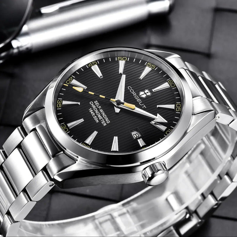 CUSTOM Logo Diy 41mm NH35 Mechanical Automatic Men's Sapphire Crystal Watch Luminous Markings Stainless Steel Waterproof Watches