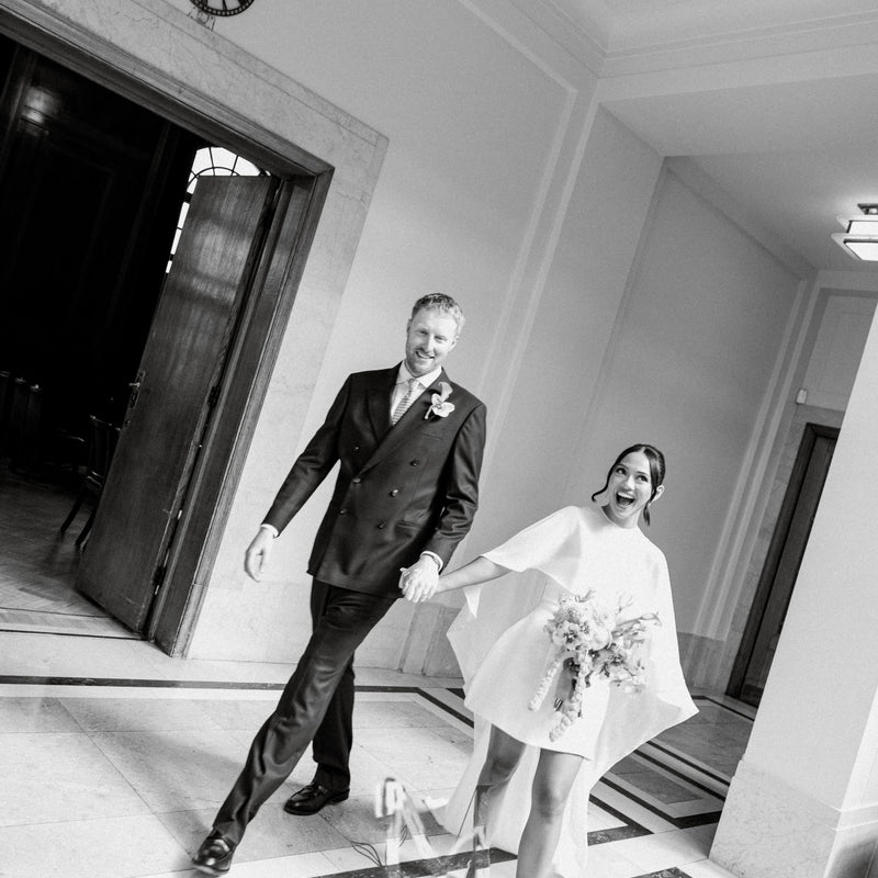 OLOEY Customized Off White Short Wedding Dress - View 3 | SAMAG