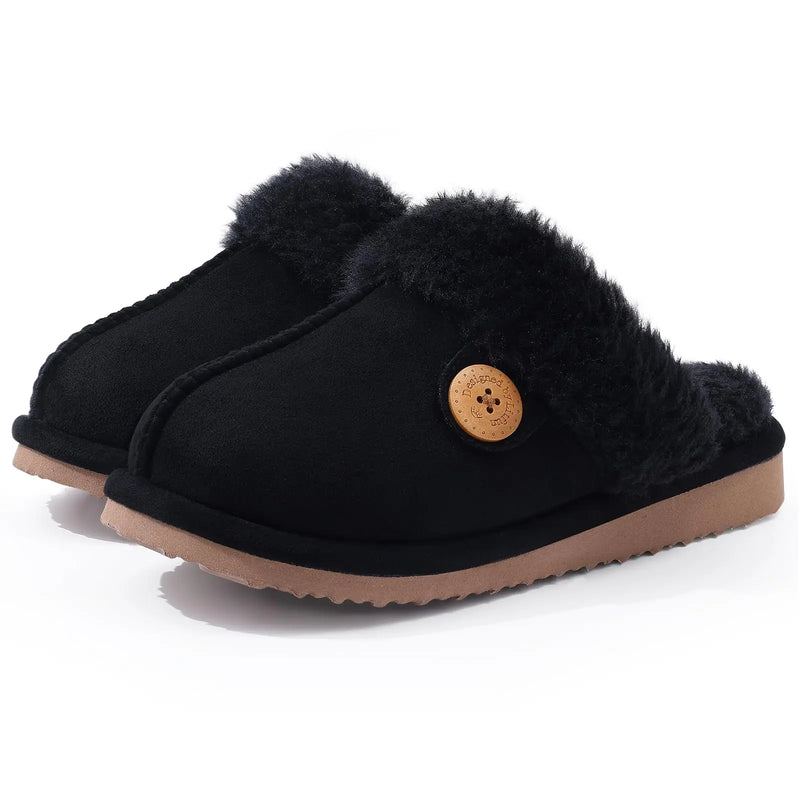 Comwarm Winter Fluffy Fur Slippers for Women Warm New Home Slippers Faux Fur House Mules Shoes Indoor Bedroom Comfy Fuzzy Slides