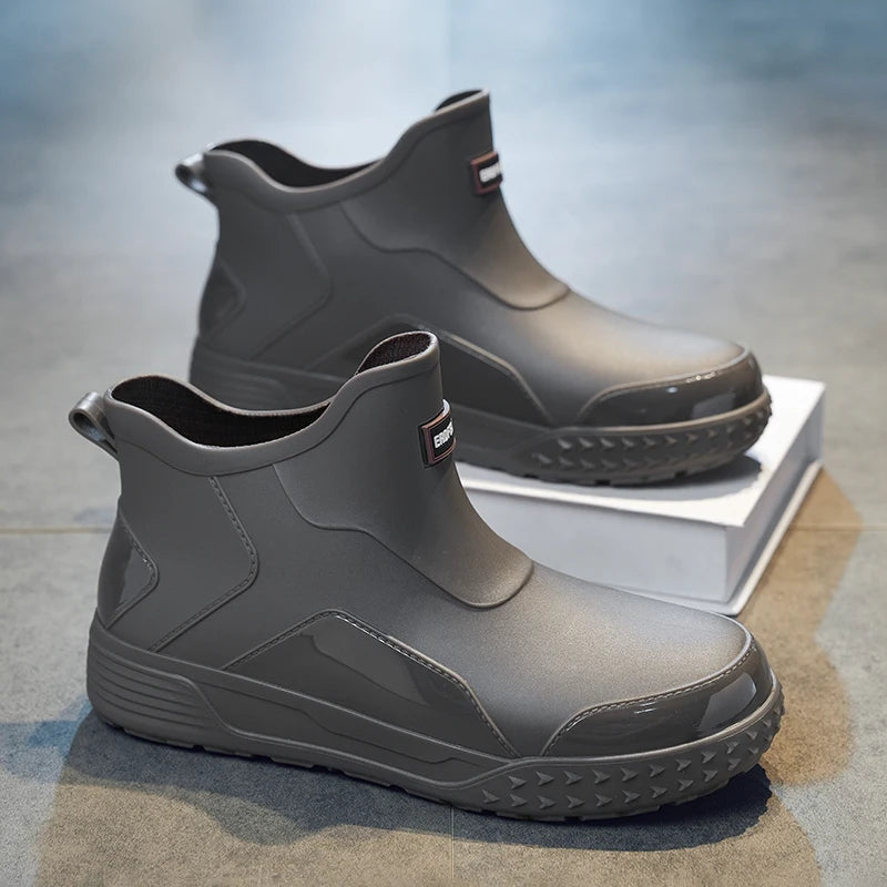Unisex Short Outdoor Rain Boots, Anti-Slip Wear-Resistant Waterproof Shoes, Casual Wading Boots for Fishing & Work