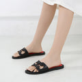 Women's slippers Roman flat heel non-slip elegant slimming look, breathable versatile flat bottom sandals shoes Summer