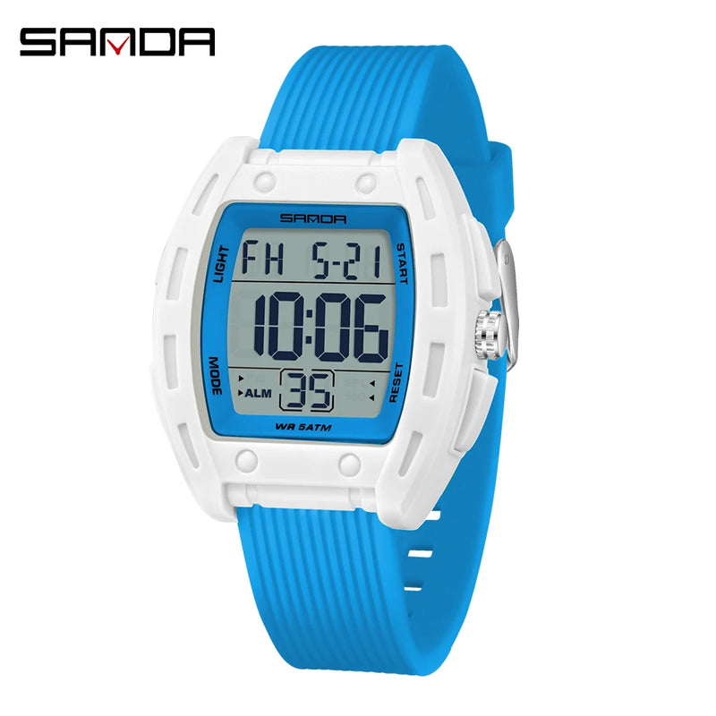 SANDA 6506 Men's Electronic Watches Stopwatch Alarm 5ATM Waterproof Sports Digital Watch for Men Luxury Shockproof Clock Reloj