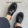 BeauToday Moccasin Loafers Women Genuine Cow Leather Penny Flats Round Toe Slip On Female Casual Platform Shoes Handmade 26569