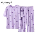 Plus Size Women's Capri Pants Pajamas Sets Polka Dot | SAMAG
