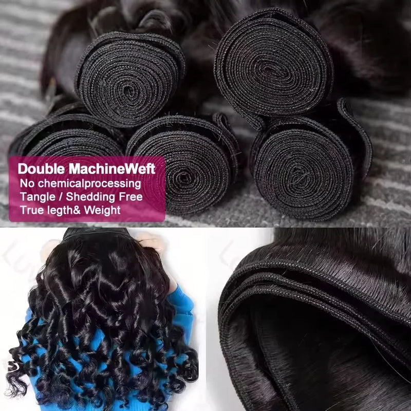Raw Brazilian Human Hair Bundles Loose Wave 3 4 Bundle 28 30 Inch Virgin Remy Hair Extension For Women Sew In Quick Weave Bundle