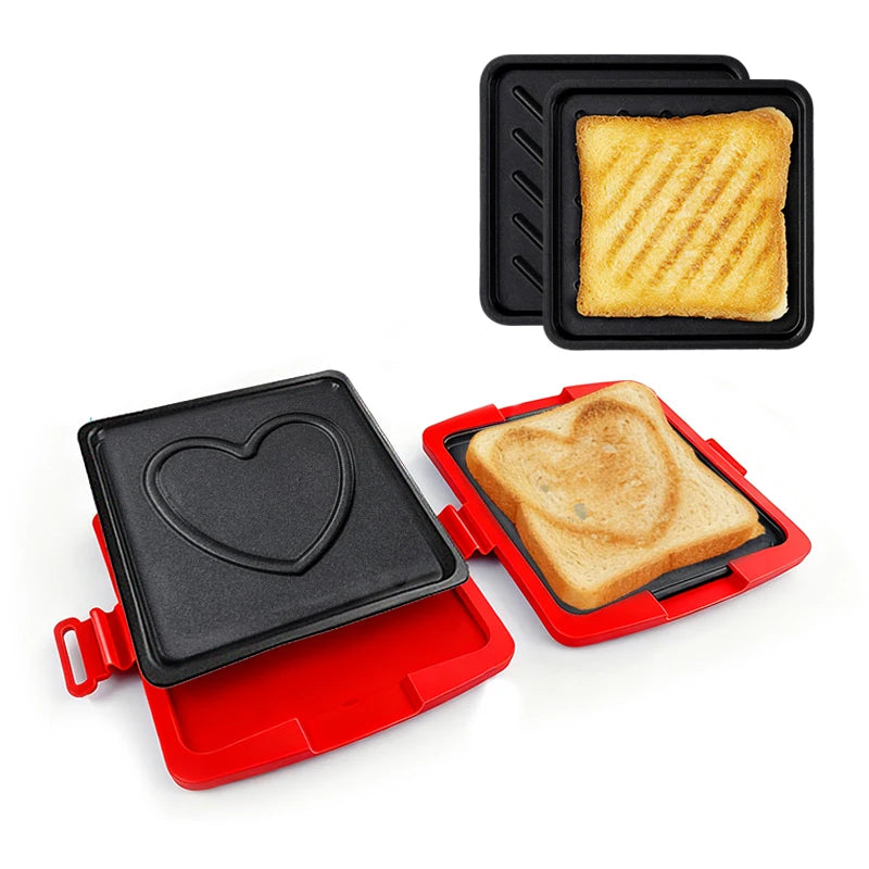 Portable Quick Heating Microwave Oven Toaster Removable Non-Stick Plates Silicone Microwavable Cookware Panini Press