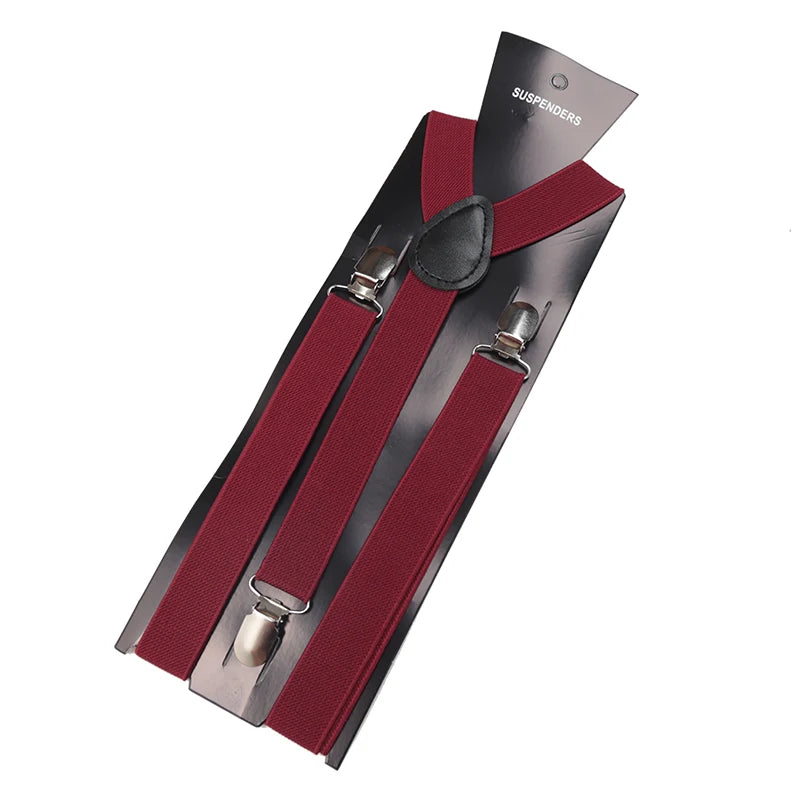 Unisex Elastic Leather Suspenders Braces Men Women Gift Black Blue Red Adjustable Straps for Wedding Suit Skirt Accessories