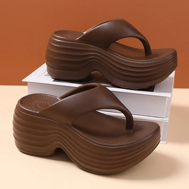 Women's Clip Toe Platform Flip Flops Summer Lightweight Soft Sole EVA Slippers for Women Thick Sole Non Slip Beach Shoes Slides