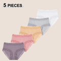 5PCS Seamless Cotton Fabric Panties Women Patchwork Lace Floral Underwear Elastic High Waist Briefs Sexy Female Lingerie S-XXL