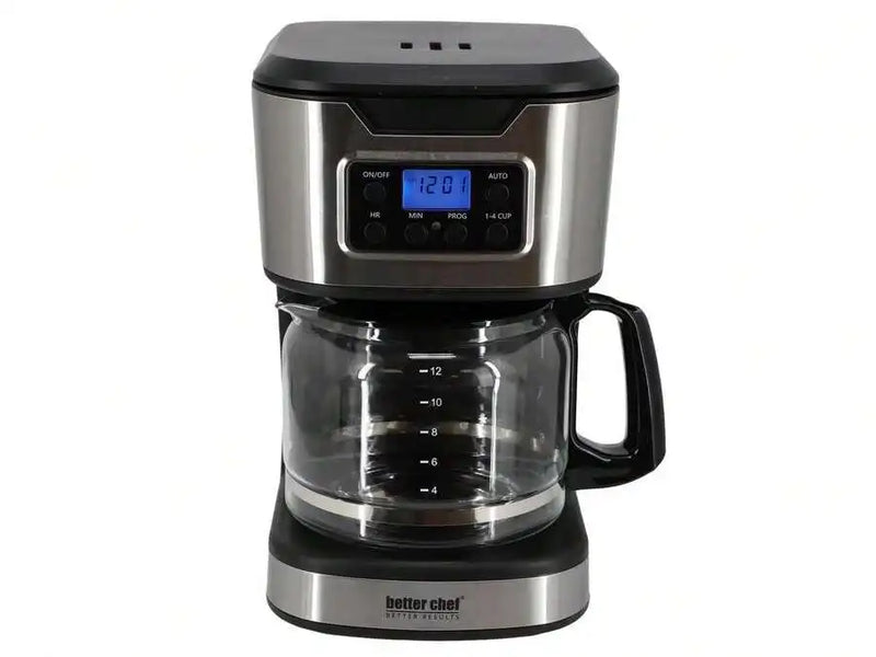 12-Cup Programmable Coffee Maker In Black With Stainless Steel Accents