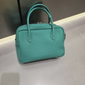 Genuine Leather Women's Boston Bag, New Niche Design Double Zipper Simple Wide Shoulder Strap Fashion Portable Shoulder Bag