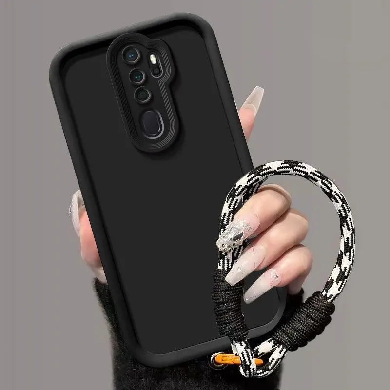For OPPO A9 2020 Case OPPO A5 2020 Phone Case Oppo A9 2020 Wrist strap Lanyard Matte Back Cover Skin Feel Protection Shockproof