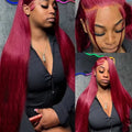 250% Density 32 Inch 99J Burgundy 13x6 HD Lace Front Human Hair Wigs Red Wine Brazilian Straight 13x4 Glueless Lace Frontal Wigs