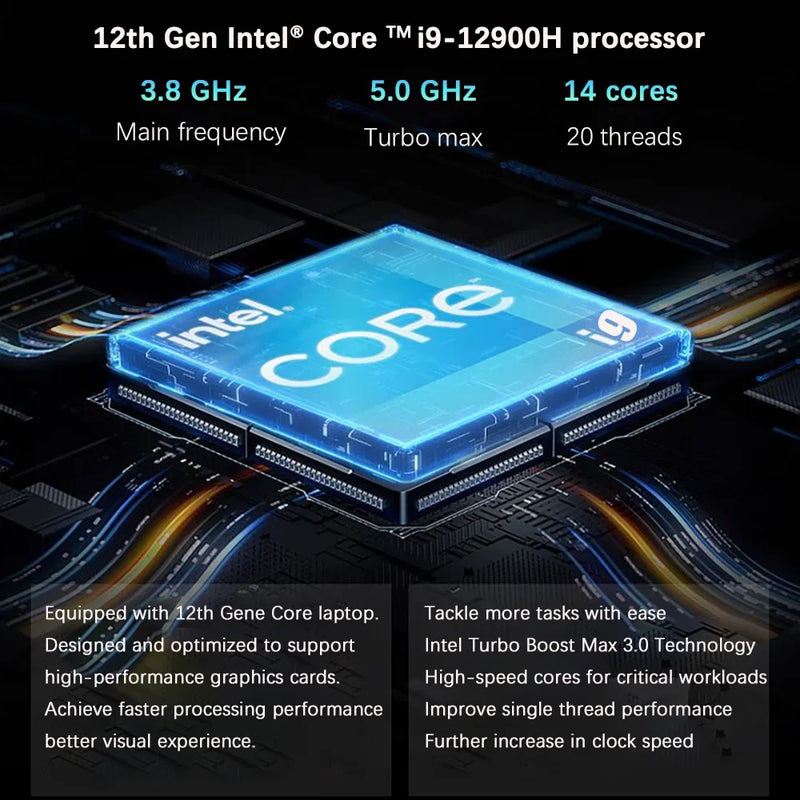 16.1 Inch Gaming Laptop Intel i9-12900H NVIDIA RTX 3060 6G 64GB DDR4 2TB SSD 144Hz RGB Keyboard WIFI 6 BT 5.2 Windows11