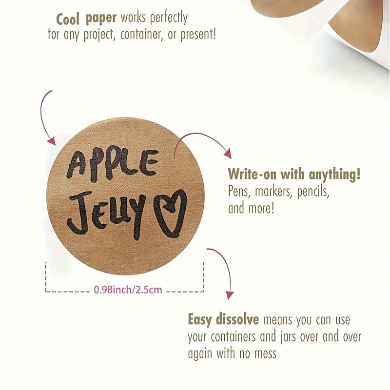 1-5 Roll 2.5 Cm Round Self-adhesive Writable Name Sticker Tape For Product Gift Sealing Decoration Classification Packing Label