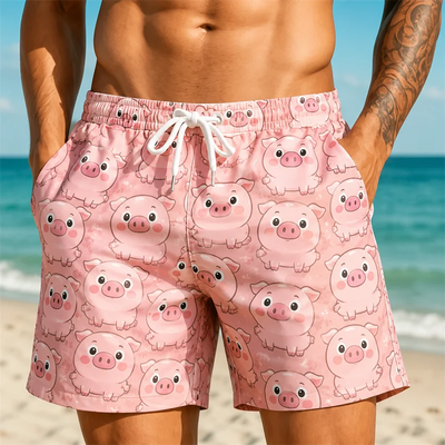 Fun Cute Cartoon Duck Pig Pattern Funny Swimming Shorts | SAMAG