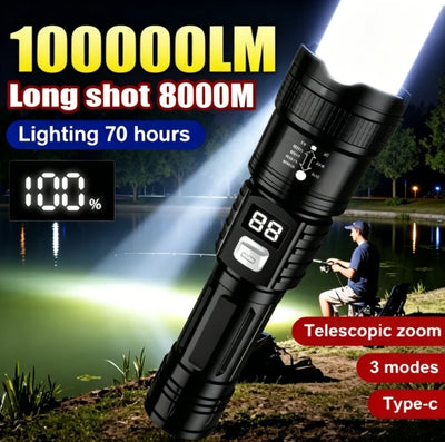 100000LM Super Bright Flashlight Rechargeable LED Torch | SAMAG