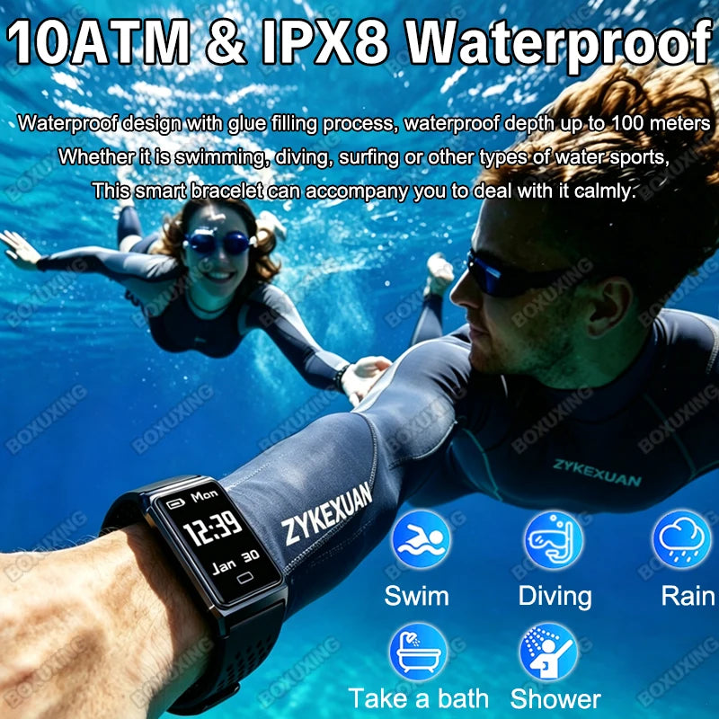 2026 New Smart Bracelet Men Women Sleep Health Monitor Sports Fitness Tracker 10ATM Waterproof 15 Days Battery Life Smartwatches