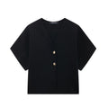 Elegant Solid Knitted Women's Vest V-neck Short Sleeve Buttons Loose Waistcoat Cardigan Summer Autumn Lady Commute Knitwear