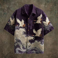 New Dark Green Embossed Pattern Fabric with Flying Crane | SAMAG