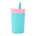 Tumbler 12oz Insulated Water Bottle Double-Layer with Straw Thermos Bottle Stainless Steel Bright Color Thermal Mug Kids