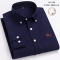 S~6XL Cotton Oxford Shirt For Men's Long Sleeve Plaid | SAMAG