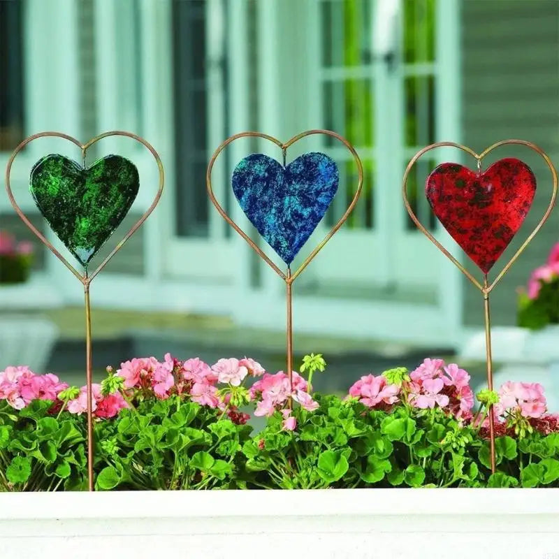 Garden Decors for Outside,Metal Love Heart Decorative Garden Stakes Yard Art Garden Decorations for Outdoor Pathway 37JD