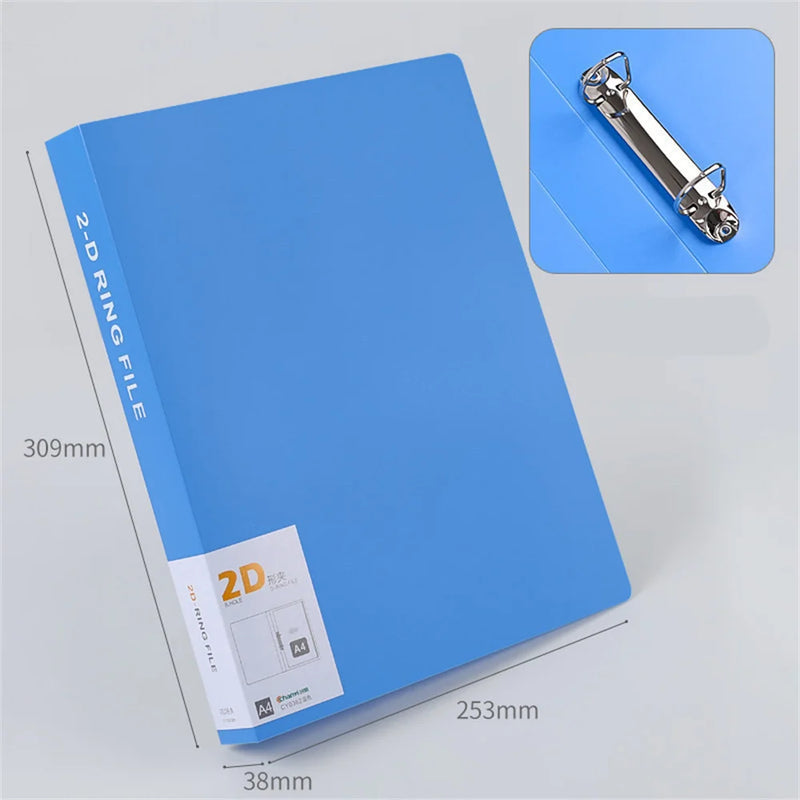 A4 Binder 4 Hole Binder D-Type Punch Folder Office Storage File Ring Waterproof Test Paper Data Storage Folder Learning Supplies