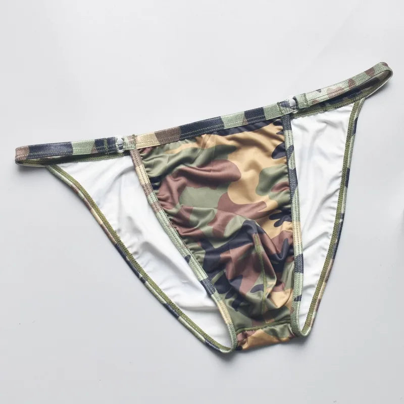 Men Underwear Sexy Men Camouflage Briefs Cuecas Calzoncillos Hombre Slip Mens Silky Bikini Briefs Underpants U Pouch Lingerie