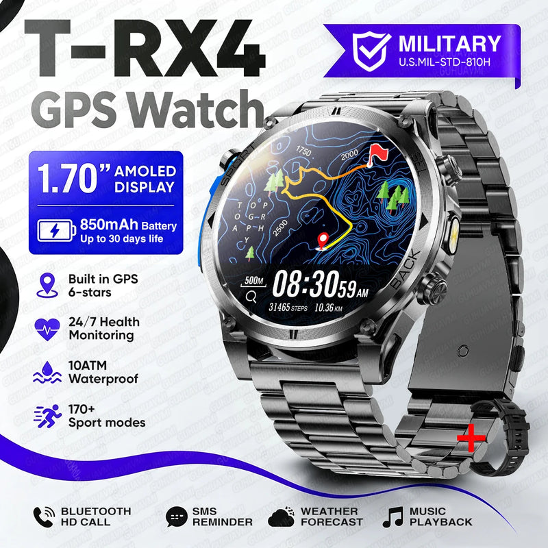 2026New T-RX4 Ultra GPS Smart Watch For Men 6-star GPS Positioning 10ATM Waterproof 850mAh Battery Compass 170+Sports Smartwatch