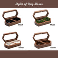Double Compartment Wooden Jewelry Case, Clear Window Display, Personalized for Engagement/Wedding, Stylish Ring/Earring Storage