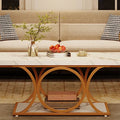 Tribesigns Rectangle Coffee Table, 47.24-inch Modern Coffee Tables for Living Room, 2-Tier Faux Marble Wood Coffee Table