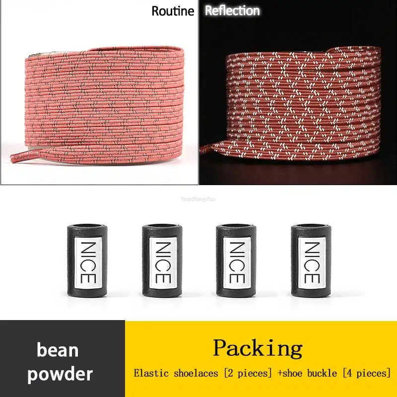 New Reflective No Tie Shoelaces Elastic Laces Sneakers Flat Shoe laces without ties Kids Adult Shoelace One size fits all Shoes