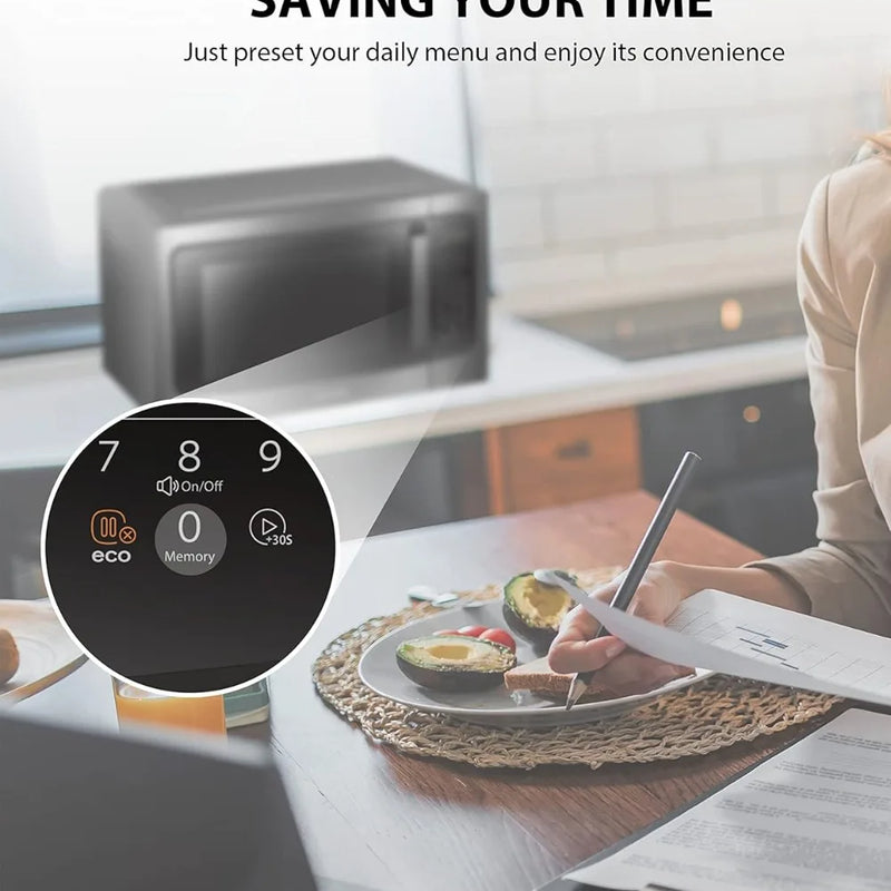 1200W 1.6 Cu.ft Countertop Microwave with Sensor Cooking, Position Memory Turntable, Sound On/Off, Black Stainless Steel