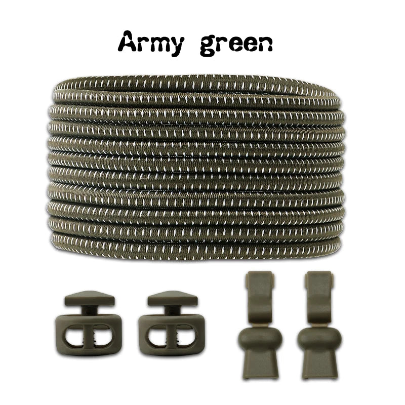 1 Pair Elastic Shoelaces Kit with Push Button Lock Stretch No Tie Shoe Laces for Running Sneakers Sports Shoes Adults Kids