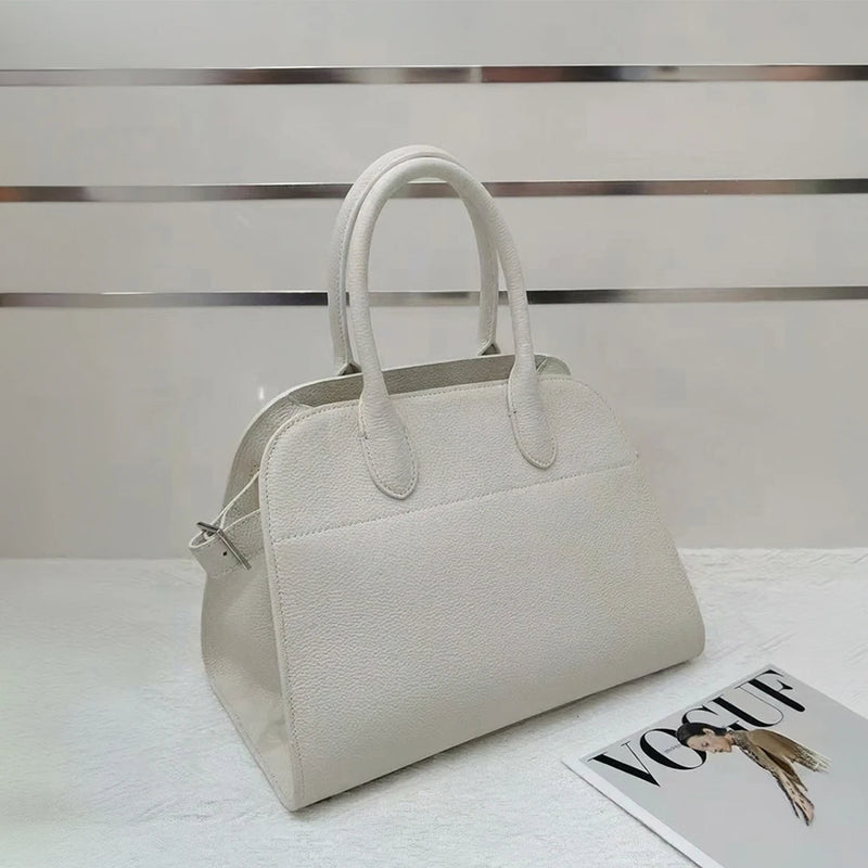 Women Genuine Leather Boston Bag Large Capacity Tote Handbag Soft Cowhide Vintage Shoulder Crossbody Fashion Top Handle Purse 32