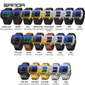 Sanda Men's Watch Fashionable Multifunctional Luminous Waterproof，Three Time Zones, Alarm Clock, Dual Display Electronic Watch