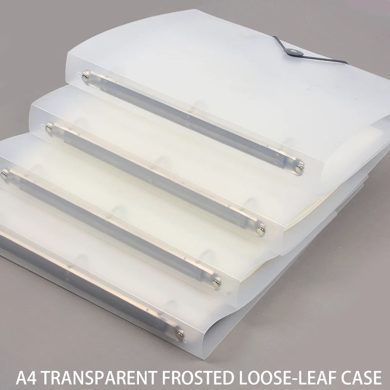 3Pcs Frosted Transparent A4 Loose Leaf Binder 3 Hole Punchless Snap Button File Folder Office School Document Storage Organizer