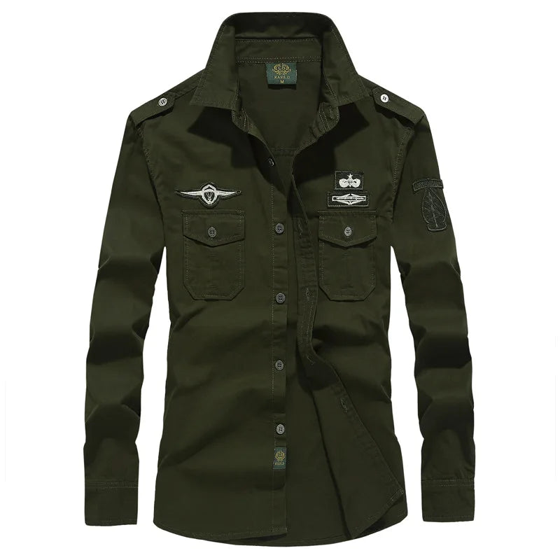 Men's Spring Cotton Casual Shirt Military Tooling | SAMAG
