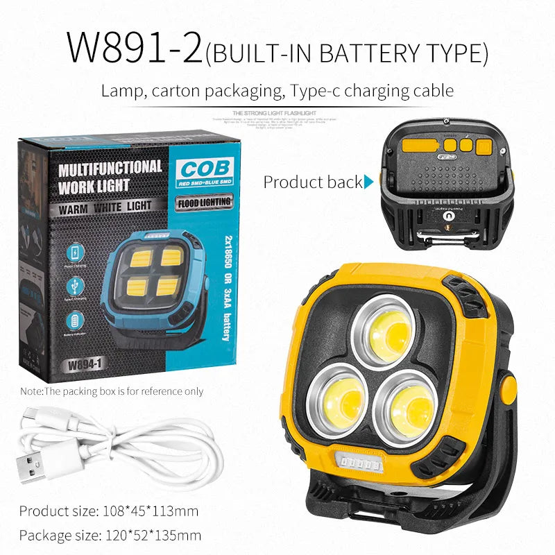 Powerful LED Flashlight Power Bank USB Rechargeable Torch Light Strong Magnetic Adsorptio High Power Flashlight Lantern