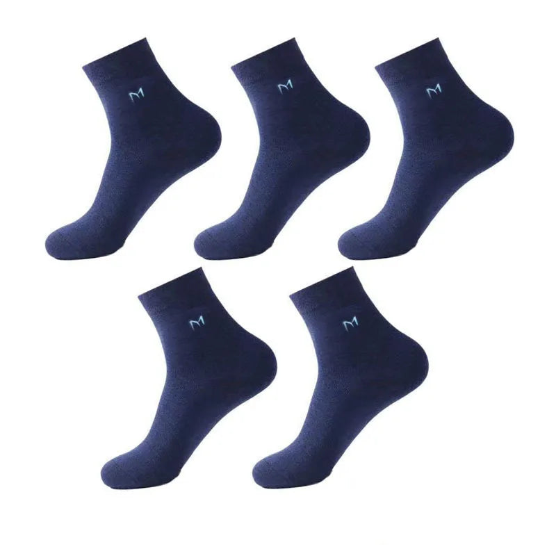 5 Pairs Men's Solid Color Mid Tube Socks Antibacterial | SAMAG