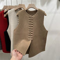 Fashion Cardigan Vest Sleeveless Waistcoat 2025 New Spring O- Neck Solid Button Knitted Women's Clothing Basic Tops
