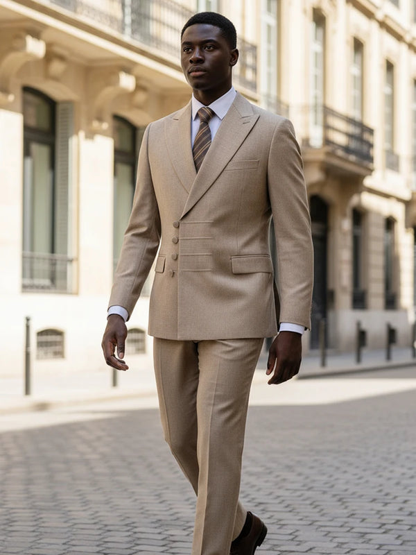 ST Cassy Elegant Men's Suits for Wedding Slim Fit Double Breasted Multiple Buttons Casual Business Two-Piece Dress Party Outfit
