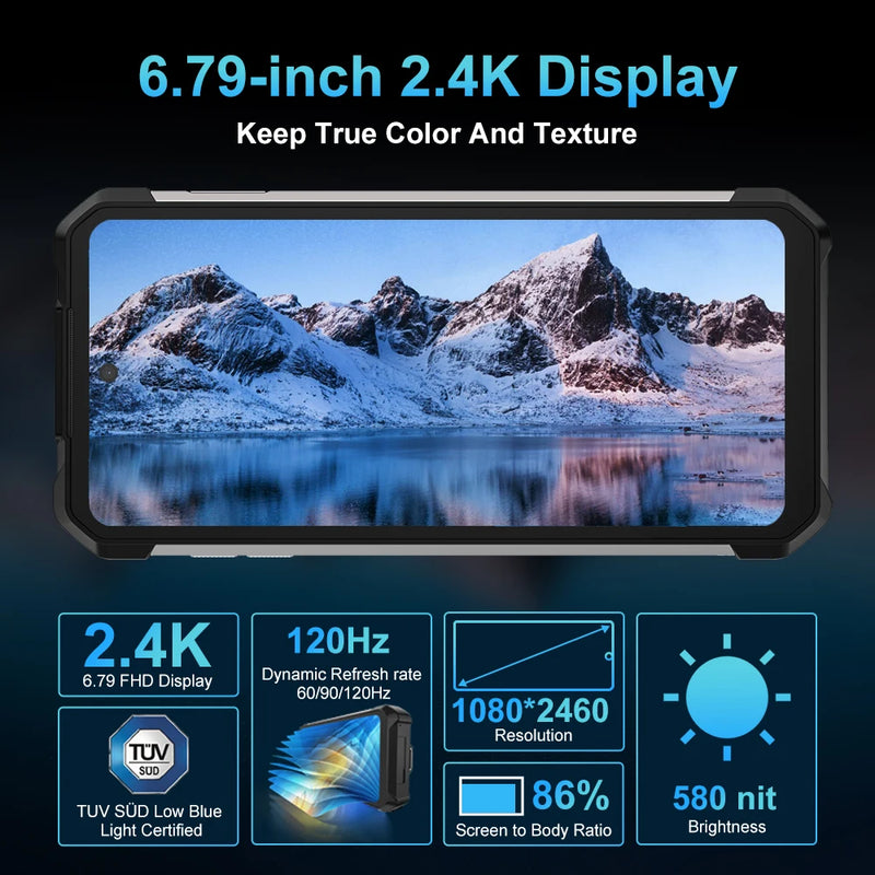 Unihertz 8849 Tank 2 PRO Rugged Smartphone with Projector Android 14 24GB 512GB Mobile Phone 23800mAh 120W Phone 6.79" Display