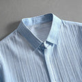 Men Vertical Wrinkle Lapel Short Sleeve Shirt Regular Fit | SAMAG