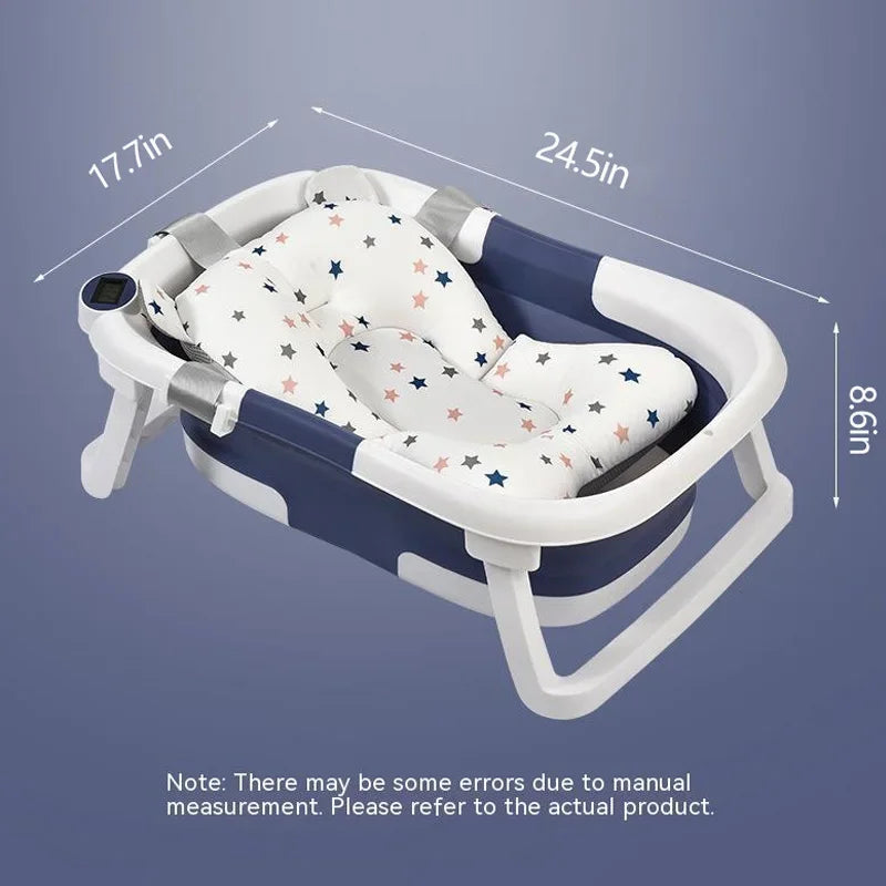 Baby Bathtub Real-time Temperature Silicone Non-Slip Foot Bath Bucket Folding Bathroom With Temperature Sensing